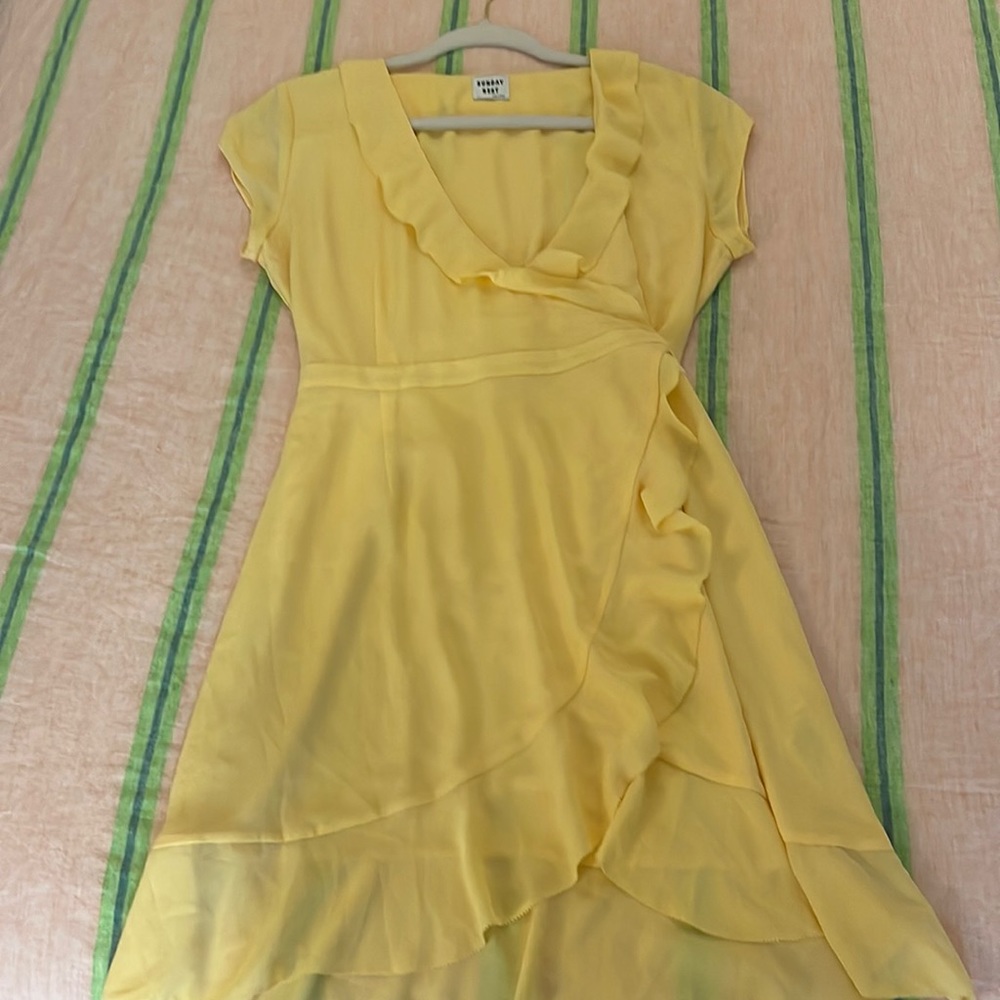 Yellow wrap dress